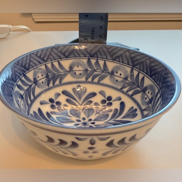 Signed Blue and White Porcelain Serving Bowl - Picture 5 of 14